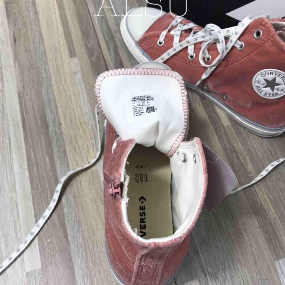 NWT Converse Ctas Side Zip Hi Rust Pink Velvet J/W - Picture 5 of 6